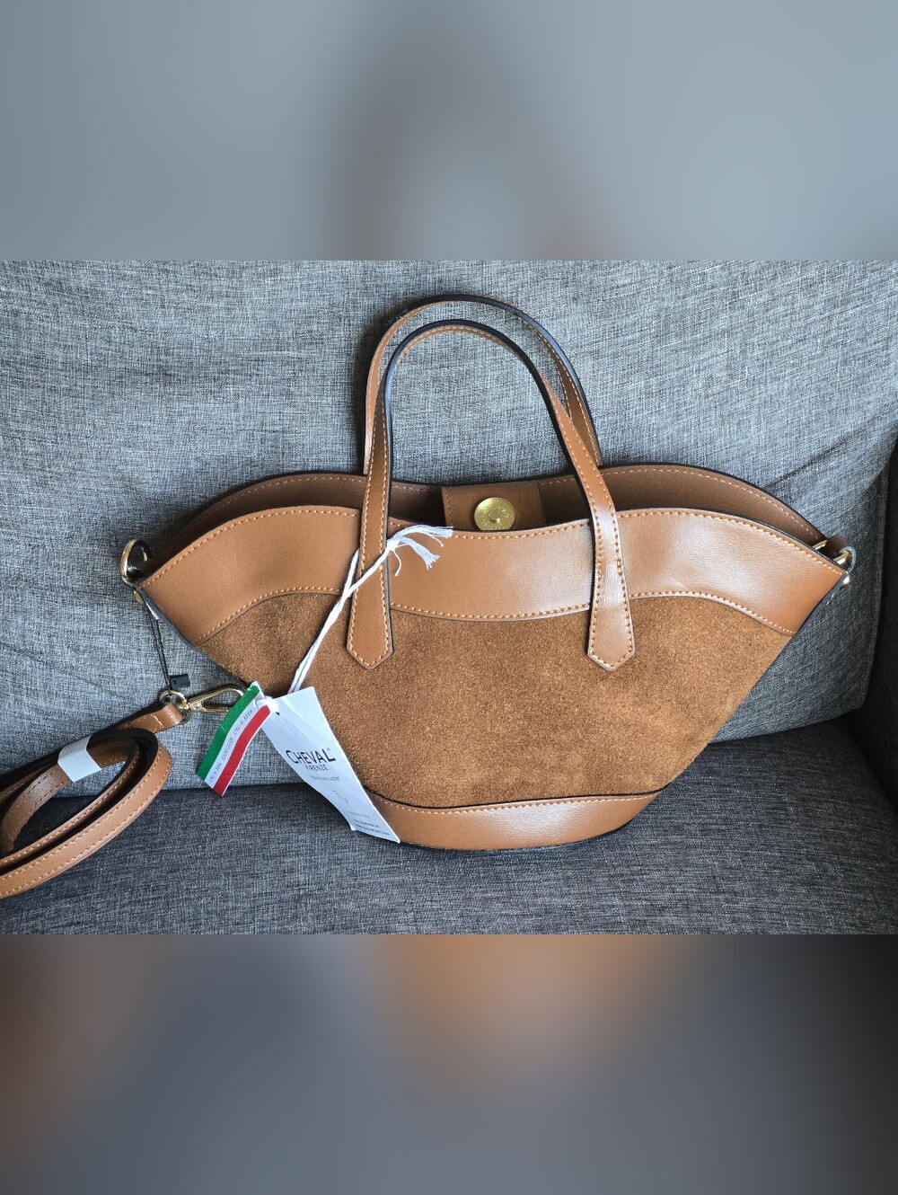 Cheval Firenze Tulip Suede Hand Bag Crossbody Italian Leather